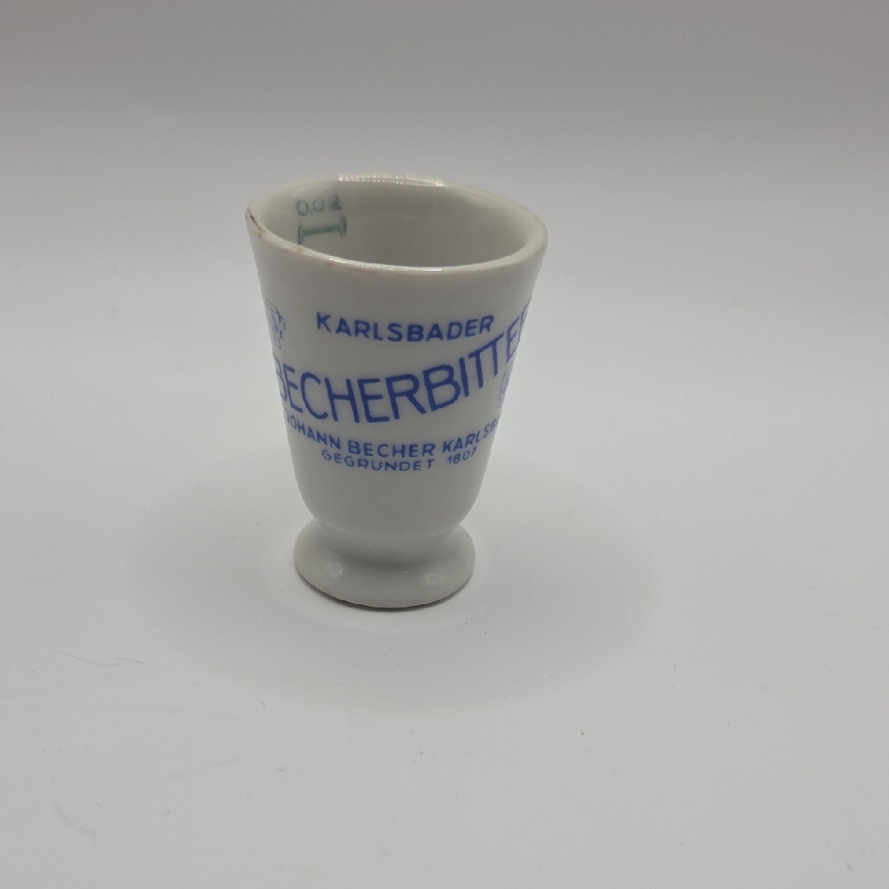 Becherbitter Advertisement Shot Glass with Blue Text  Czech